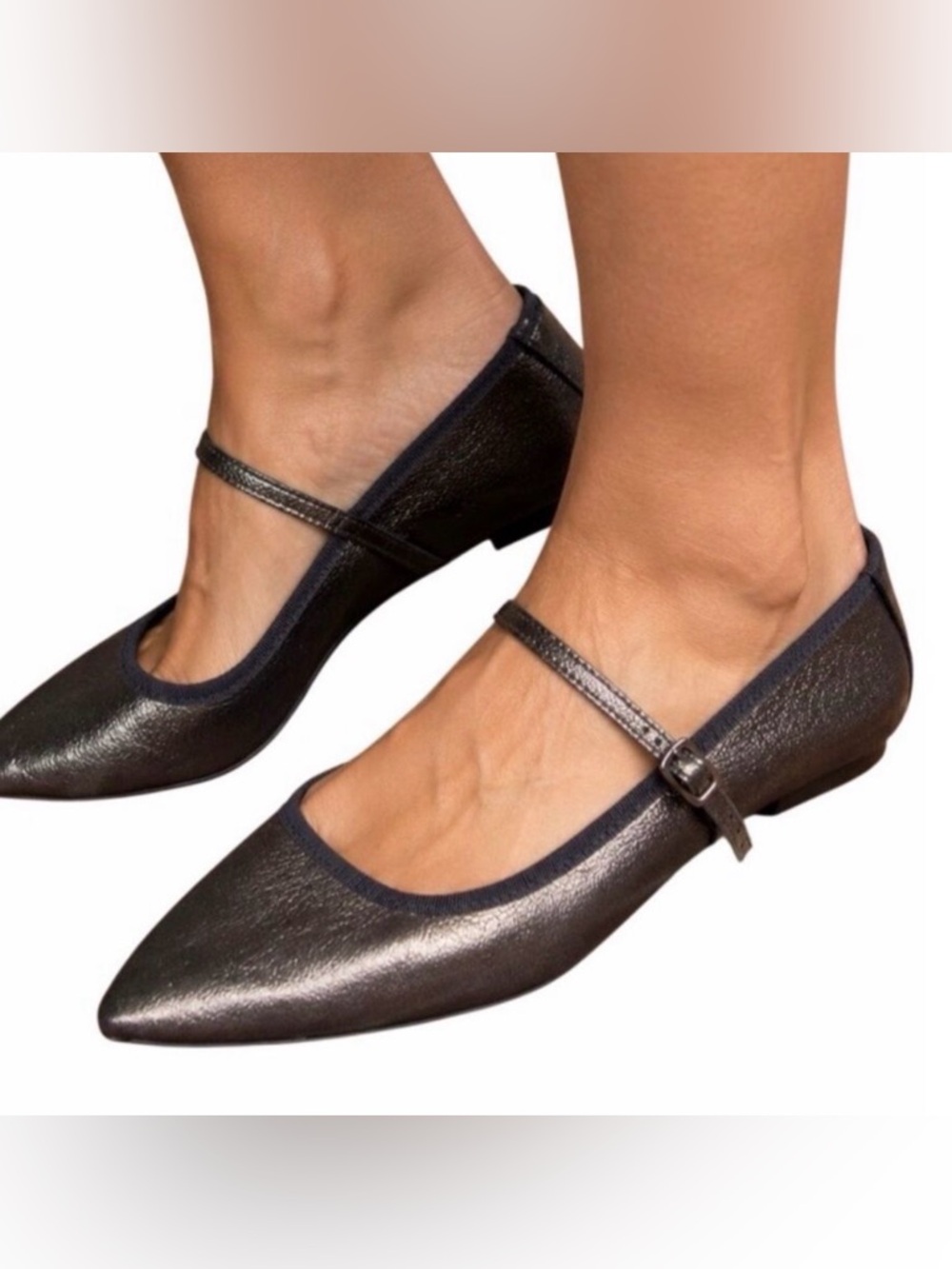 Anthropology Maypol Classic Pointed Mary Jane Flat in Metallic Bronze